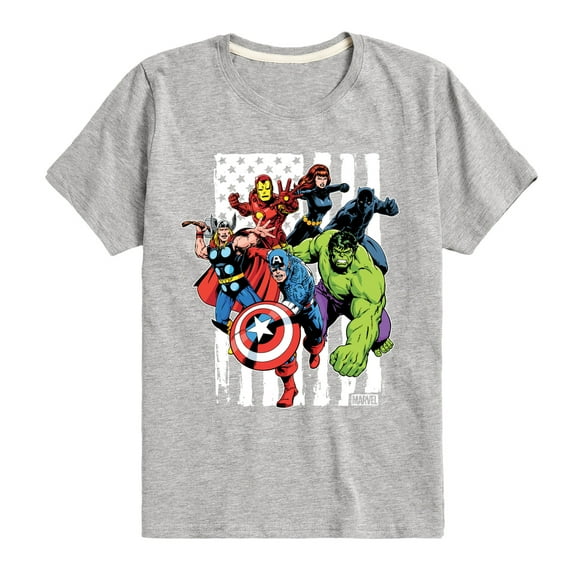 Marvel The Avengers - American Flag - Toddler And Youth Short Sleeve Graphic T-Shirt