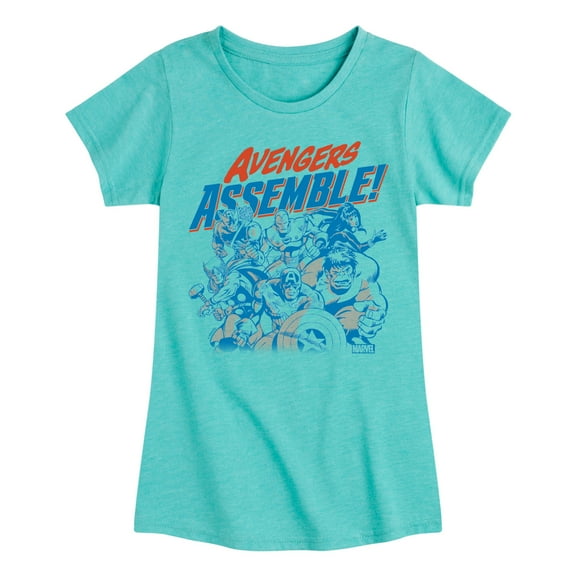 Marvel The Avengers - Assemble Group - Toddler And Youth Girls Fitted Short Sleeve Graphic T-Shirt