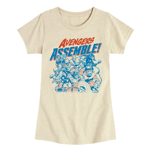 Marvel The Avengers - Assemble Group - Toddler And Youth Girls Fitted Short Sleeve Graphic T-Shirt