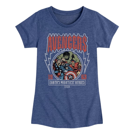 Marvel The Avengers - Band Tee Style - Toddler And Youth Girls Fitted Short Sleeve Graphic T-Shirt
