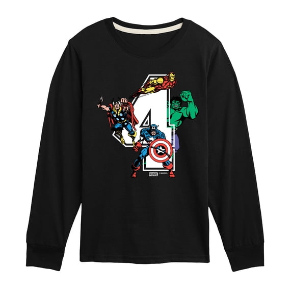 Marvel The Avengers - Birthday 4 - Toddler And Youth Long Sleeve Graphic T-Shirt