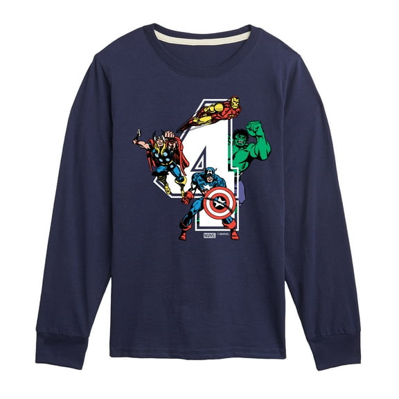 Marvel The Avengers - Birthday 4 - Toddler And Youth Long Sleeve Graphic T-Shirt
