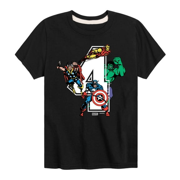 Marvel The Avengers - Birthday 4 - Toddler And Youth Short Sleeve Graphic T-Shirt