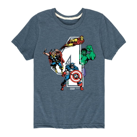 Marvel The Avengers - Birthday 4 - Toddler And Youth Short Sleeve Graphic T-Shirt