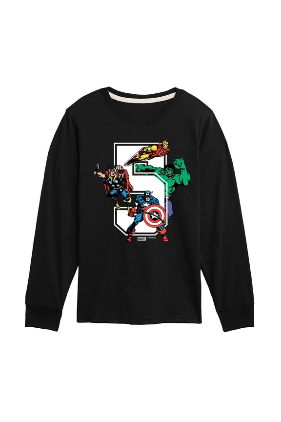 The Avengers - Birthday 5 - Toddler And Youth Long Sleeve Graphic T-Shirt