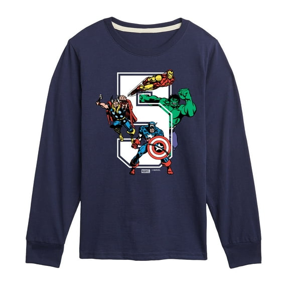 Marvel The Avengers - Birthday 5 - Toddler And Youth Long Sleeve Graphic T-Shirt