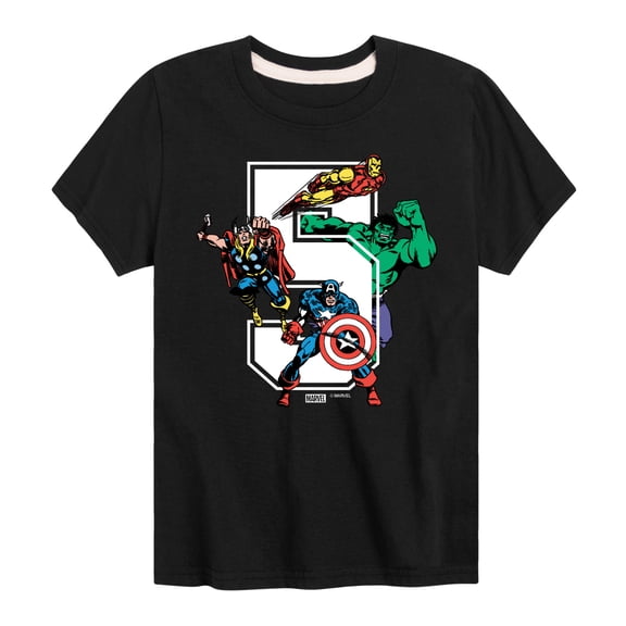 Marvel The Avengers - Birthday 5 - Toddler And Youth Short Sleeve Graphic T-Shirt
