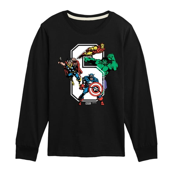 Marvel The Avengers - Birthday 6 - Toddler And Youth Long Sleeve Graphic T-Shirt