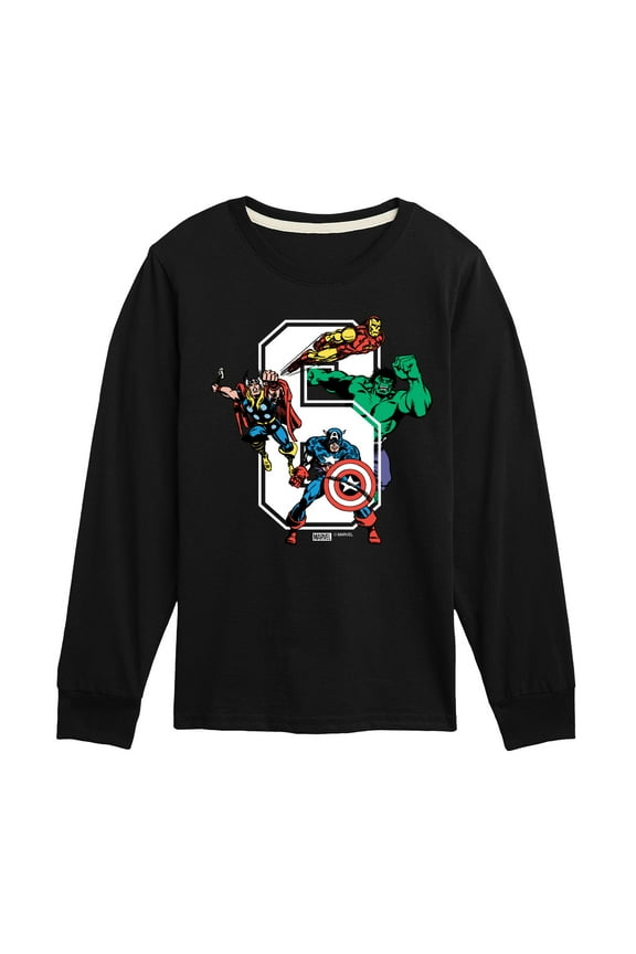 The Avengers - Birthday 6 - Toddler And Youth Long Sleeve Graphic T-Shirt