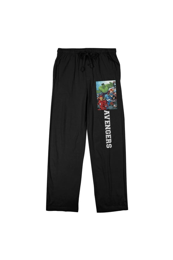 Marvel The Avengers Classic Art Men's Black Sleep Pants-Medium
