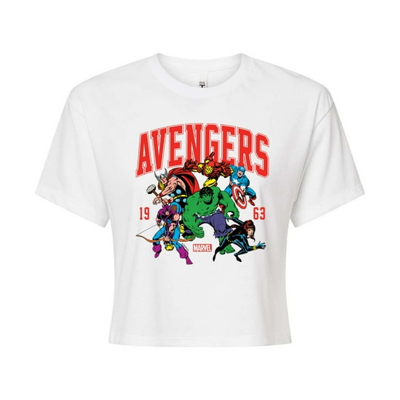 Marvel The Avengers - Collegiate - Juniors Cropped Graphic T-Shirt