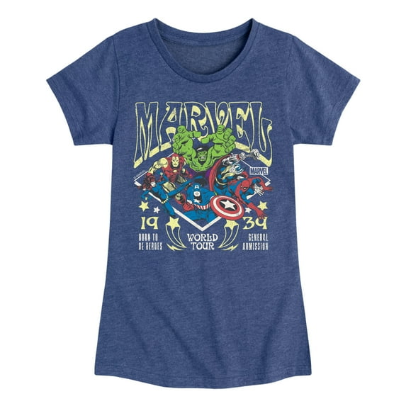 Marvel The Avengers - Concert Tee Style - Toddler And Youth Girls Fitted Short Sleeve Graphic T-Shirt