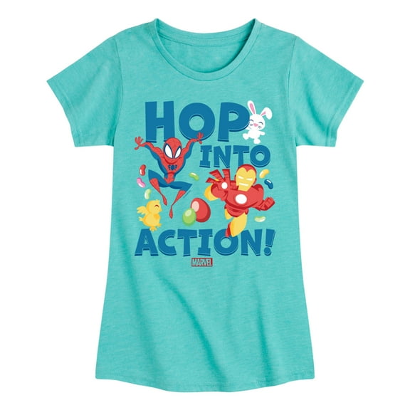 Marvel The Avengers - Easter Hop Into Action - Toddler And Youth Girls Fitted Short Sleeve Graphic T-Shirt