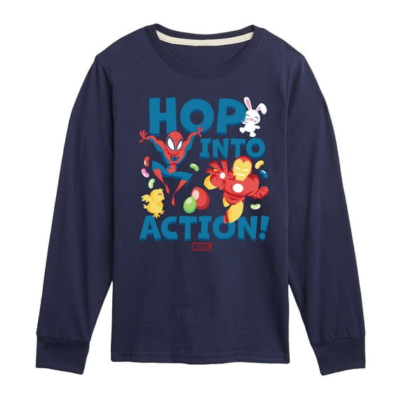 Marvel The Avengers - Easter Hop Into Action - Toddler And Youth Long Sleeve Graphic T-Shirt