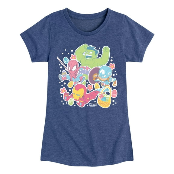 Marvel The Avengers - Easter Stickers - Toddler And Youth Girls Fitted Short Sleeve Graphic T-Shirt