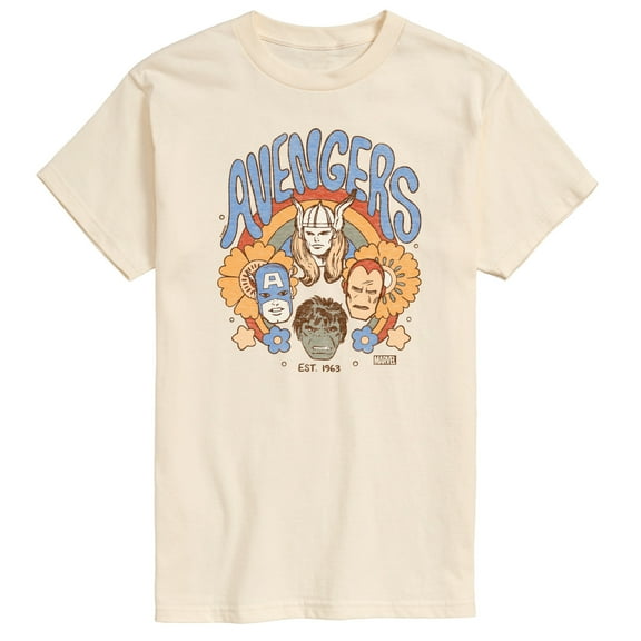 Marvel The Avengers - Floral - Adult Short Sleeve Graphic T-Shirt