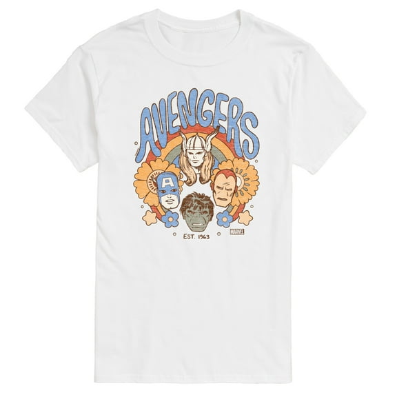 Marvel The Avengers - Floral - Adult Short Sleeve Graphic T-Shirt