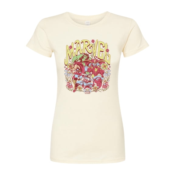 Marvel The Avengers - Floral - Juniors Fitted Graphic T-Shirt