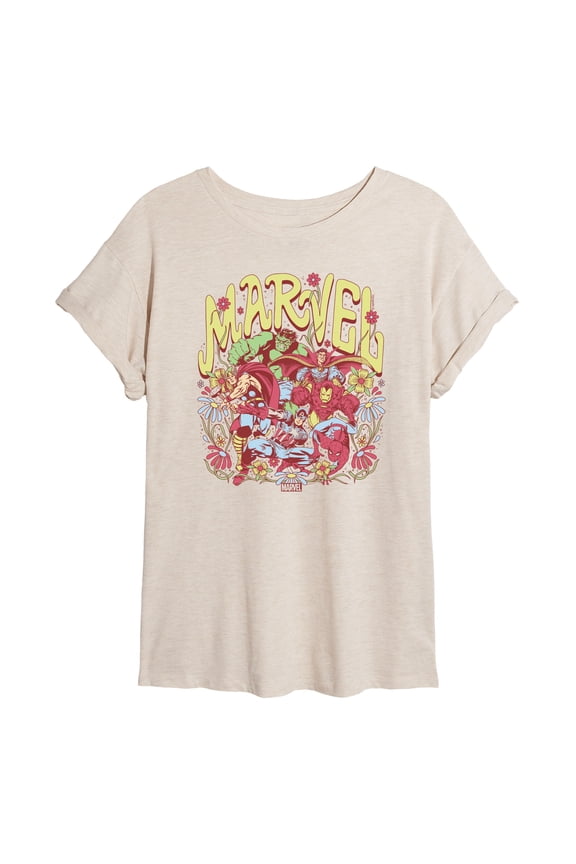 The Avengers - Floral - Women's Oversized Graphic T-Shirt