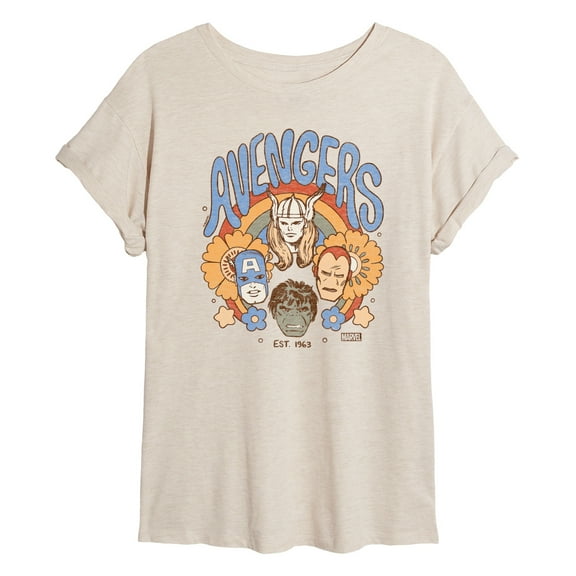 Marvel The Avengers - Floral - Women's Oversized Graphic T-Shirt