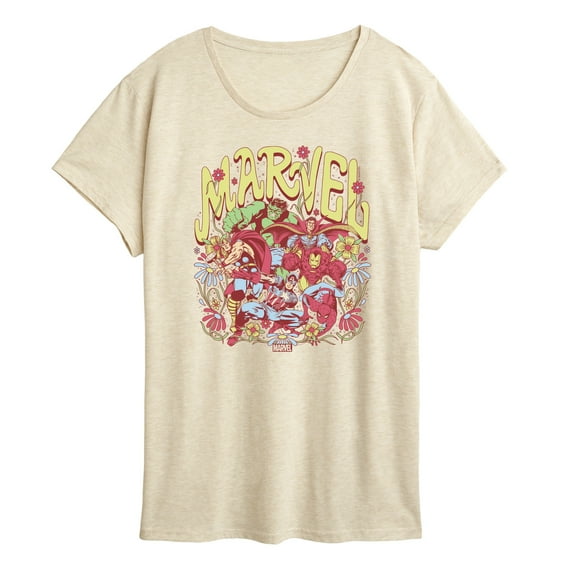 Marvel The Avengers - Floral - Women's Short Sleeve Graphic T-Shirt