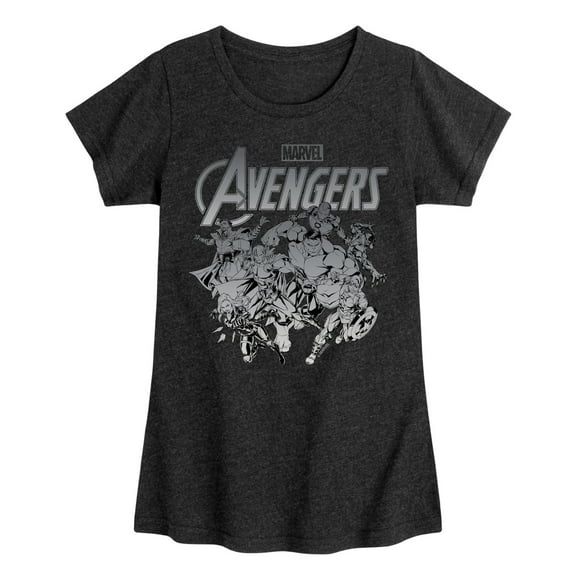 Marvel The Avengers - Group Logo - Toddler And Youth Girls Fitted Short Sleeve Graphic T-Shirt