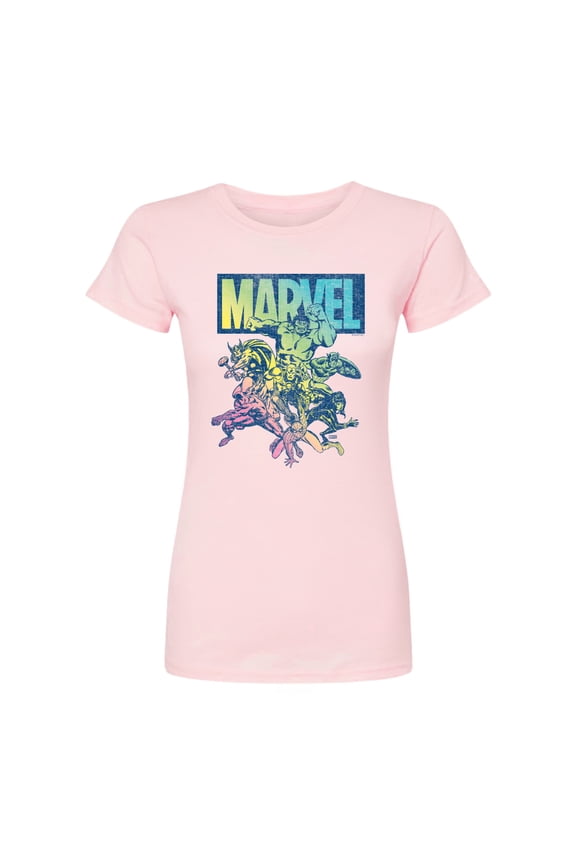 The Avengers - Group Rainbow - Juniors Fitted Graphic T-Shirt