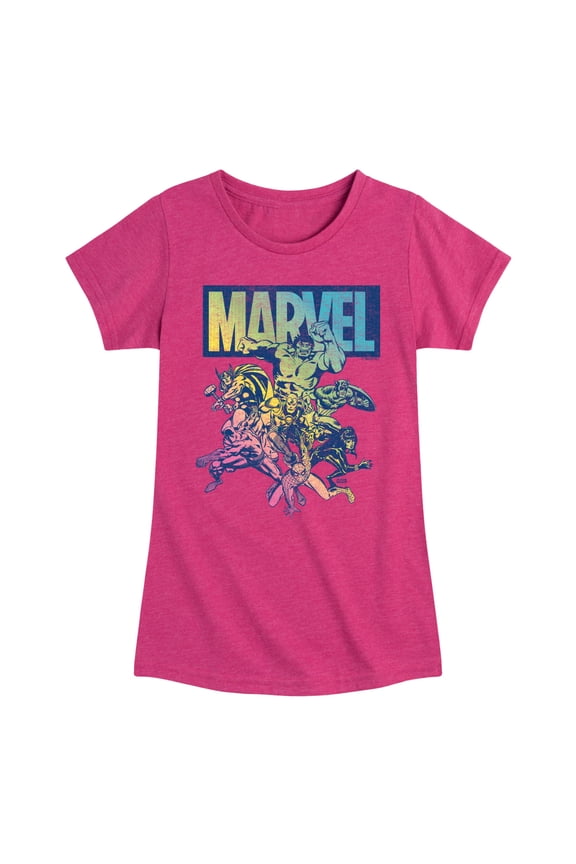 The Avengers - Group Rainbow - Toddler And Youth Girls Fitted Short Sleeve Graphic T-Shirt