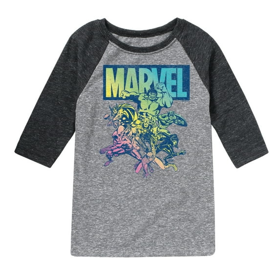 Marvel The Avengers - Group Rainbow - Toddler And Youth Raglan