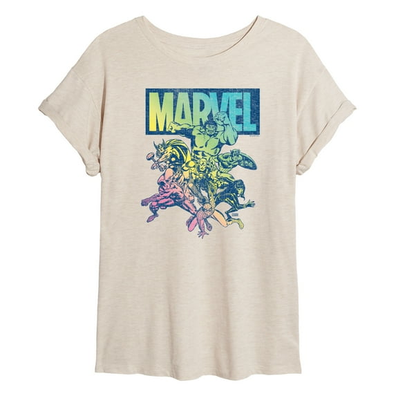 Marvel The Avengers - Group Rainbow - Women's Oversized Graphic T-Shirt