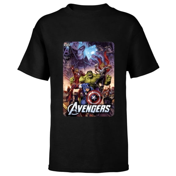Marvel The Avengers Infinity Saga Comic Cover - Short Sleeve T-Shirt for Kids - Customized-Black