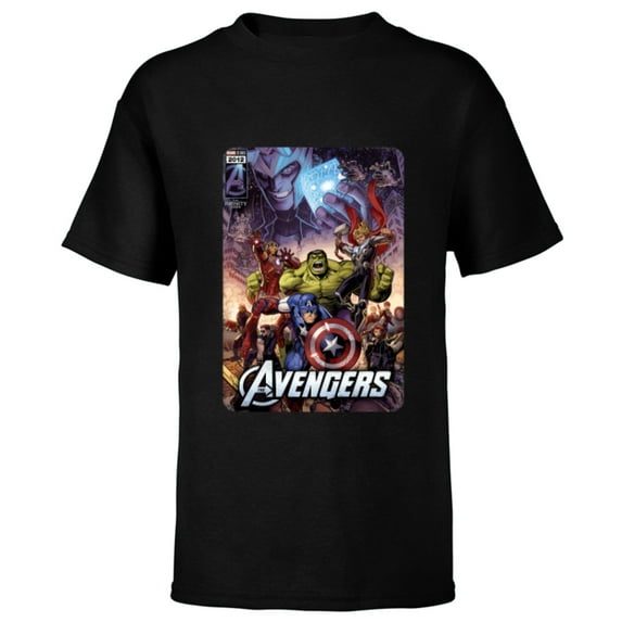 Marvel The Avengers Infinity Saga Comic Cover - Short Sleeve T-Shirt for Kids - Customized-Black