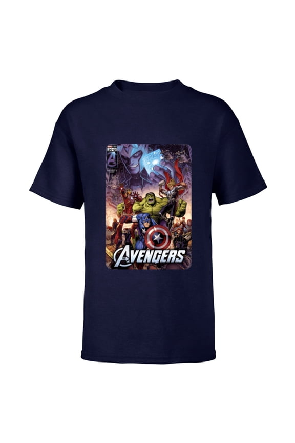 The Avengers Infinity Saga Comic Cover - Short Sleeve T-Shirt for Kids - Customized-Navy