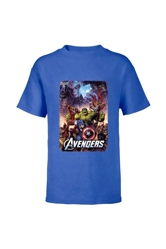 The Avengers Infinity Saga Comic Cover - Short Sleeve T-Shirt for Kids - Customized-Royal