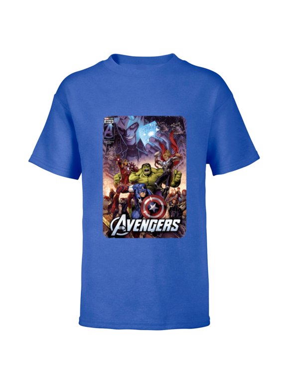 The Avengers Infinity Saga Comic Cover - Short Sleeve T-Shirt for Kids - Customized-Royal