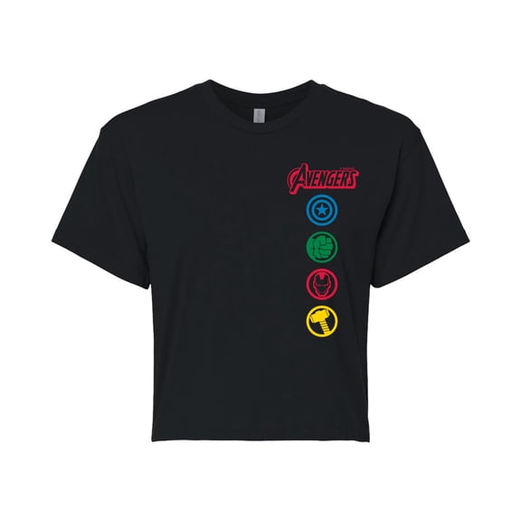 Marvel The Avengers - Logos - Juniors Cropped Graphic T-Shirt