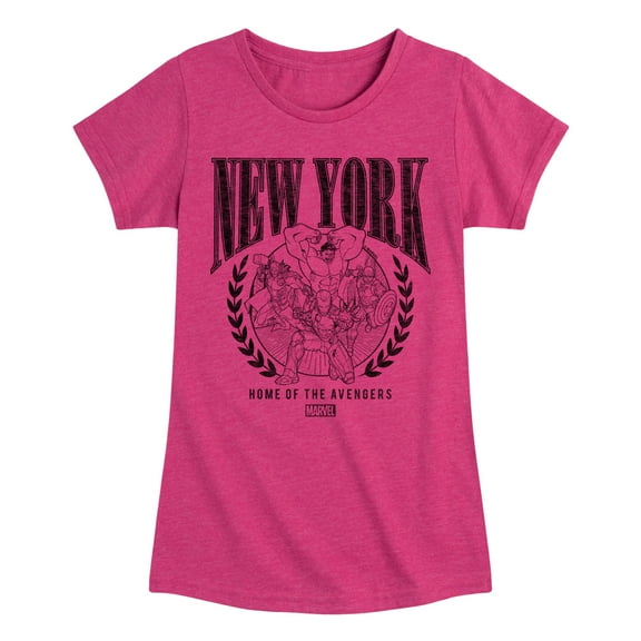 Marvel The Avengers - NYC - Toddler And Youth Girls Fitted Short Sleeve Graphic T-Shirt