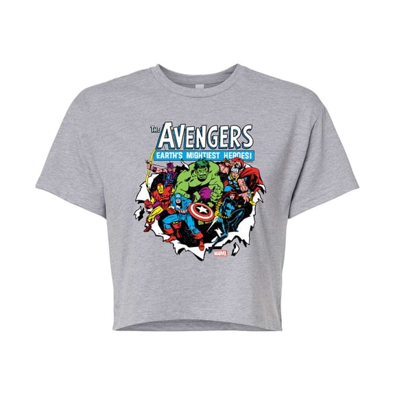 Marvel The Avengers - Paper Rip - Juniors Cropped Graphic T-Shirt