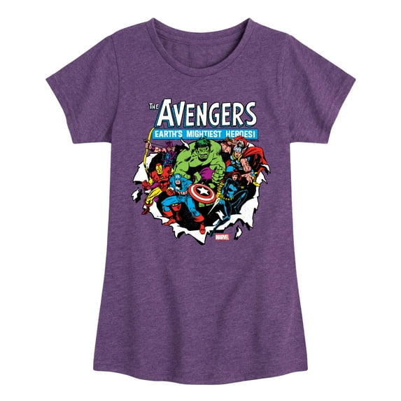 Marvel The Avengers - Paper Rip - Toddler And Youth Girls Fitted Short Sleeve Graphic T-Shirt