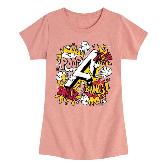 Marvel The Avengers - Scribble Doodles - Toddler And Youth Girls Fitted Short Sleeve Graphic T-Shirt