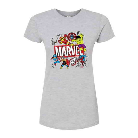 Marvel The Avengers - Sketch - Juniors Fitted Graphic T-Shirt