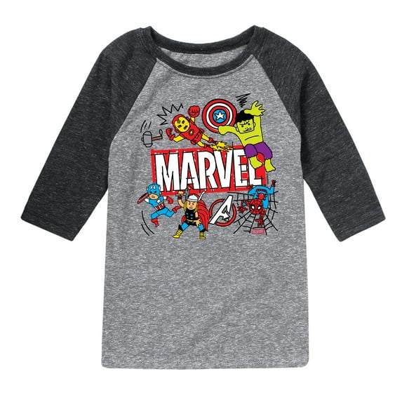 Marvel The Avengers - Sketch - Toddler And Youth Raglan