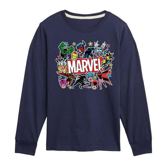 Marvel The Avengers - Sticker Collage - Toddler And Youth Long Sleeve Graphic T-Shirt