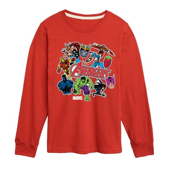 Marvel The Avengers - Stickers Style - Toddler And Youth Long Sleeve Graphic T-Shirt