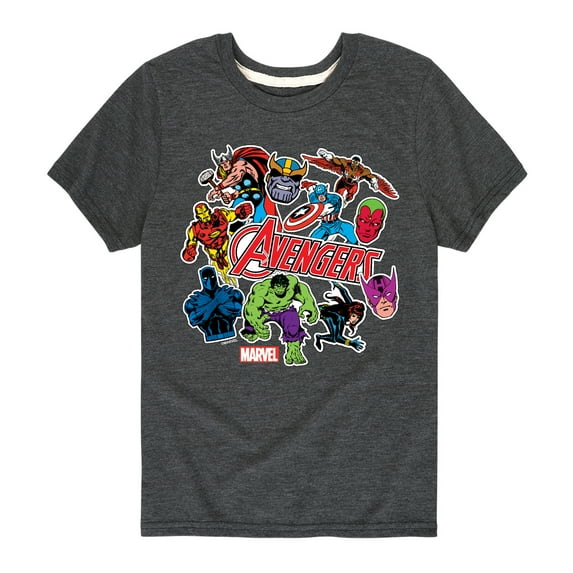 Marvel The Avengers - Stickers Style - Toddler And Youth Short Sleeve Graphic T-Shirt