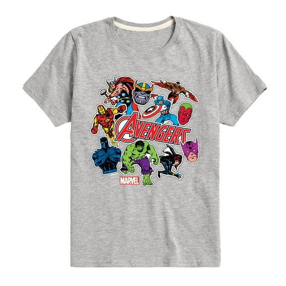 Marvel The Avengers - Stickers Style - Toddler And Youth Short Sleeve Graphic T-Shirt