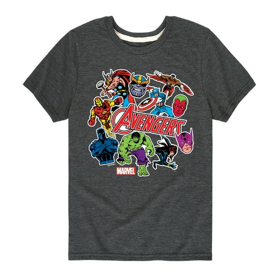 Marvel The Avengers - Stickers Style - Toddler And Youth Short Sleeve Graphic T-Shirt
