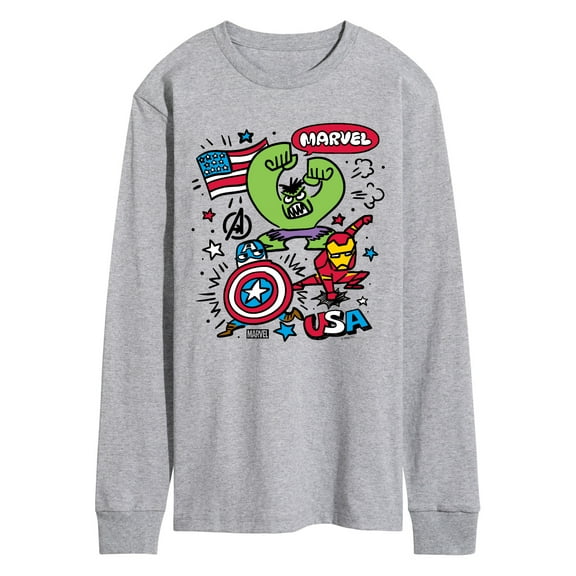 Marvel The Avengers - USA Sketch - Adult Long Sleeve Graphic T-Shirt