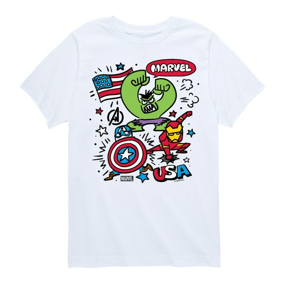 Marvel The Avengers - USA Sketch - Toddler And Youth Short Sleeve Graphic T-Shirt