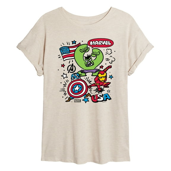 Marvel The Avengers - USA Sketch - Women's Oversized Graphic T-Shirt